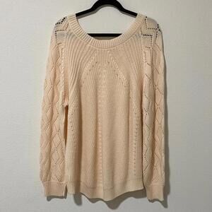 Cream Knit Women's Sweater Size 2XL Cozy, Casual, Oversized, Chic Layering Piece